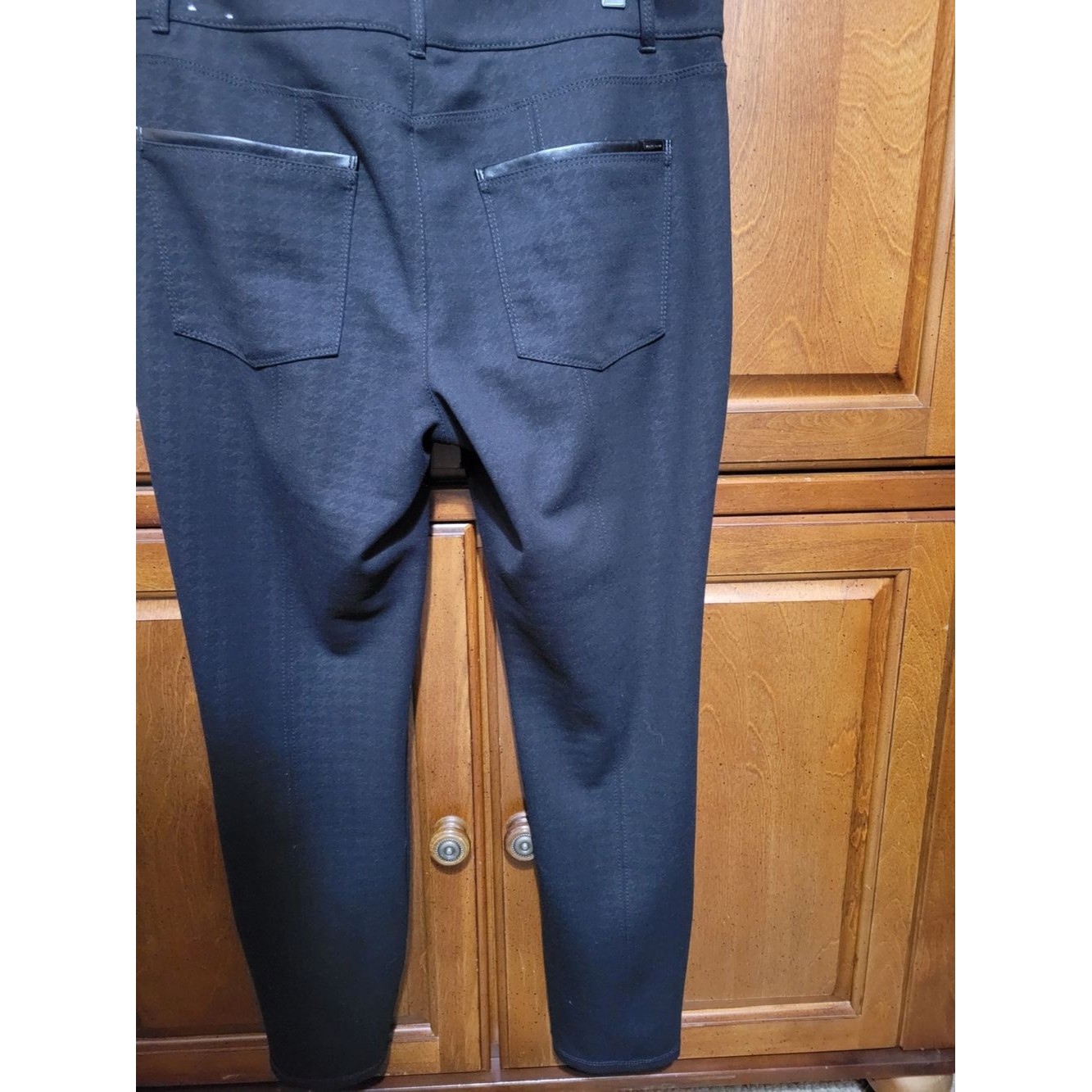 The Skinny Ankle Pants Women 12 Black Excellent Houndstooth Faux Leather Trim — image 4 of 8